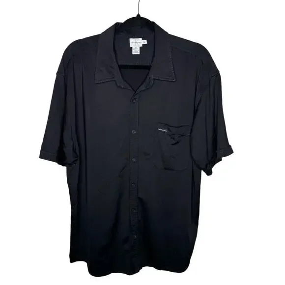 CALVIN KLEIN / black performance short sleeve button up shirt / XL - Picture 1 of 8